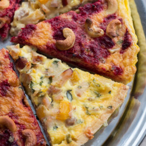 Quiche kana, virsiku ja sinihallitusjuustuga